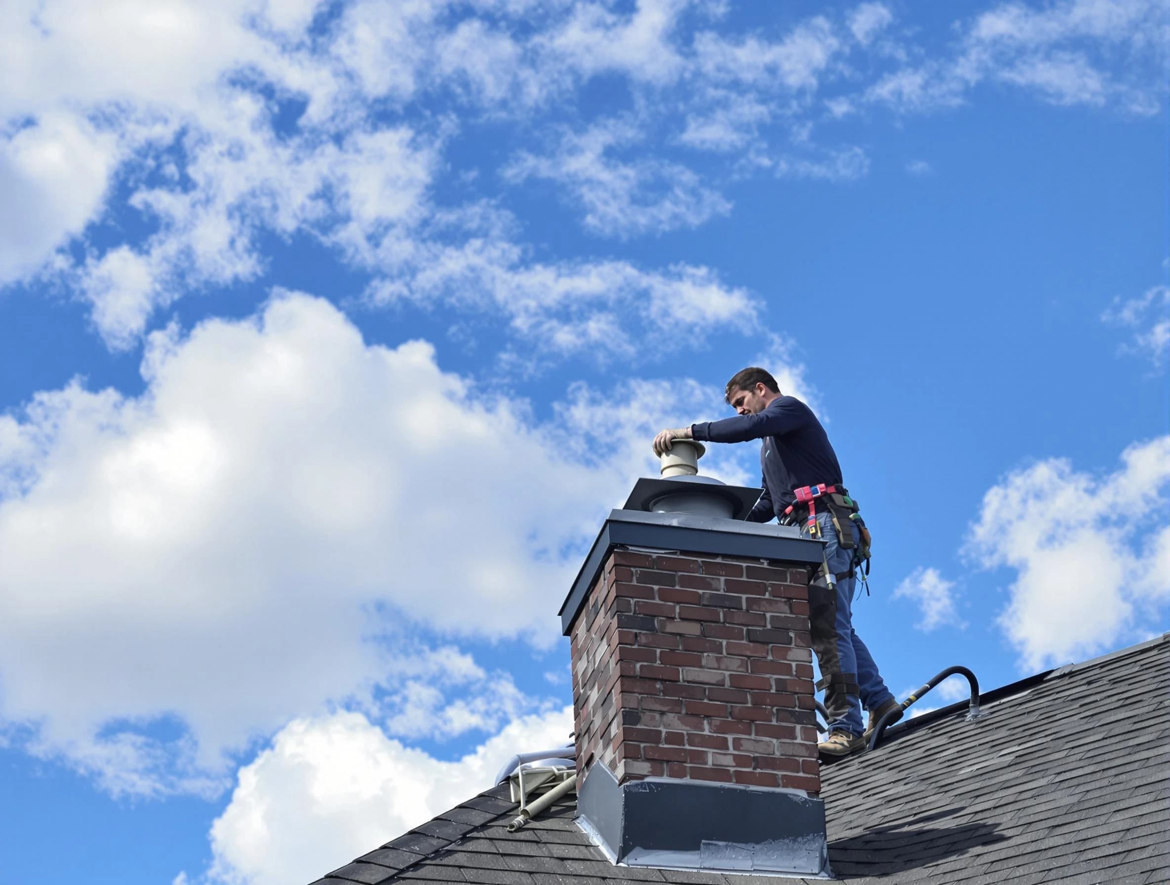 Hooper Chimney Sweep installing a sturdy chimney cap in Hooper, UT
