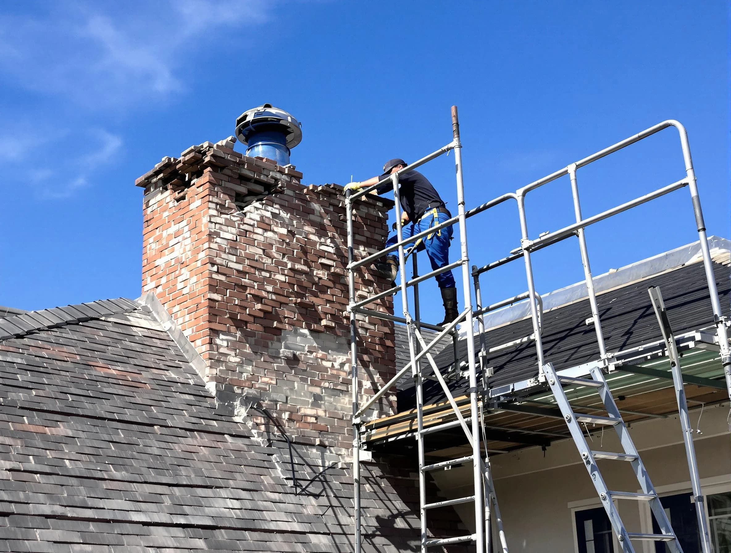 Rebuilding a chimney structure by Hooper Chimney Sweep in Hooper, UT
