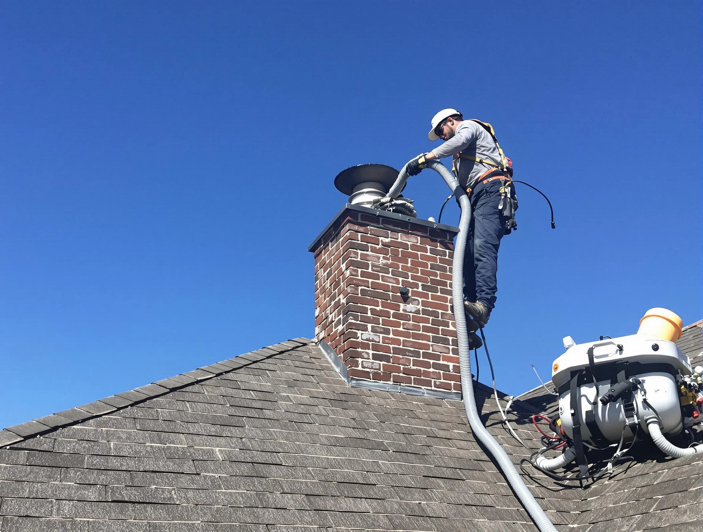 Dedicated Hooper Chimney Sweep team member cleaning a chimney in Hooper, UT