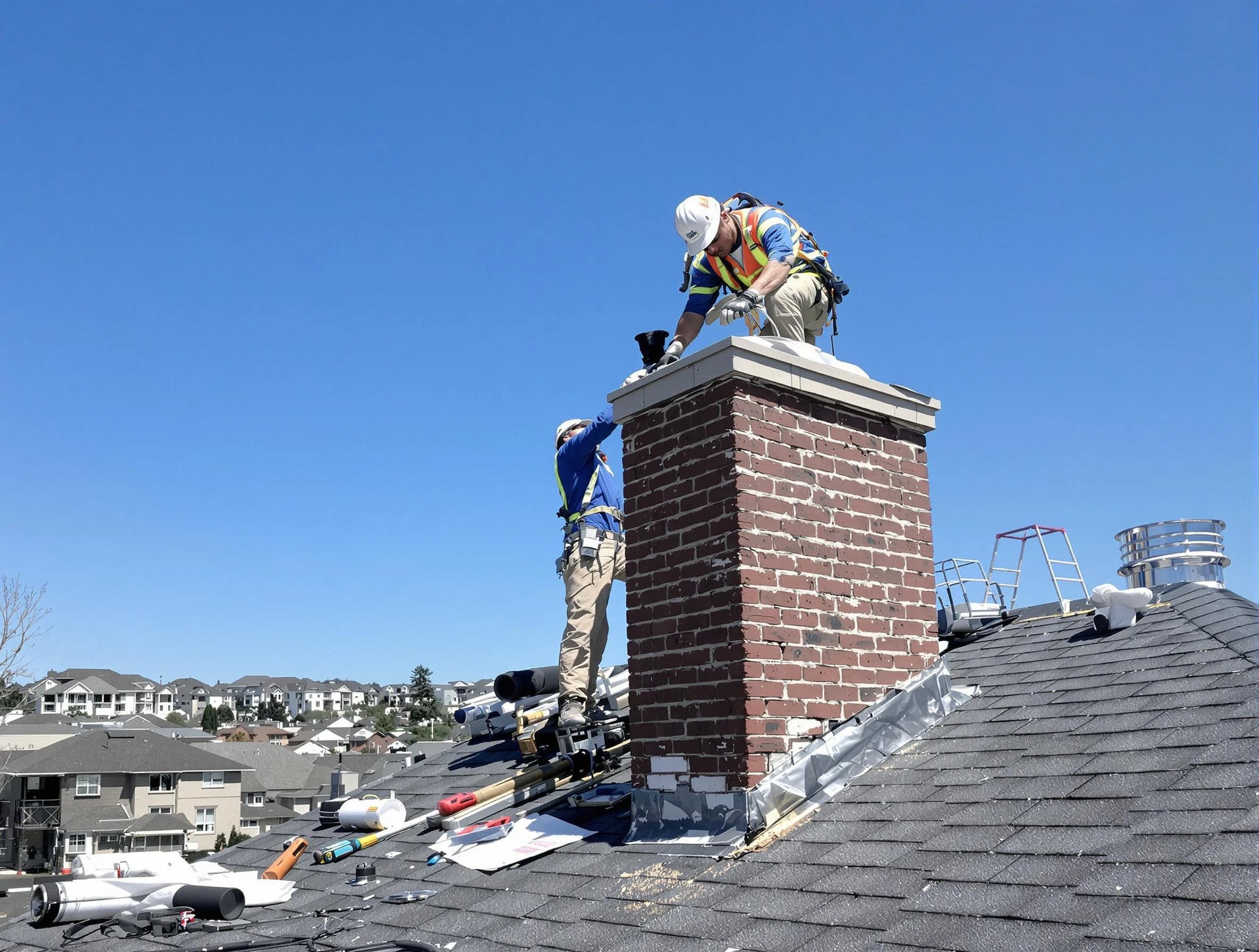 Hooper Chimney Sweep repairing a chimney crown in Hooper, UT