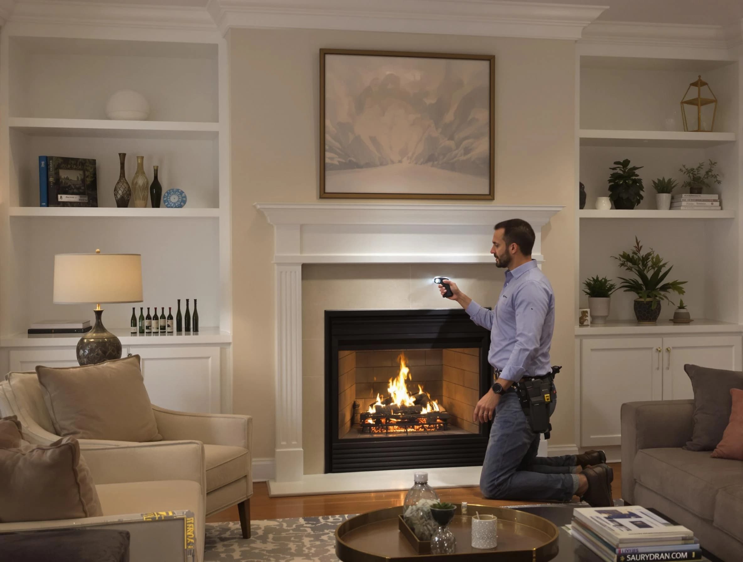 Hooper Chimney Sweep conducting a fireplace safety inspection in Hooper, UT